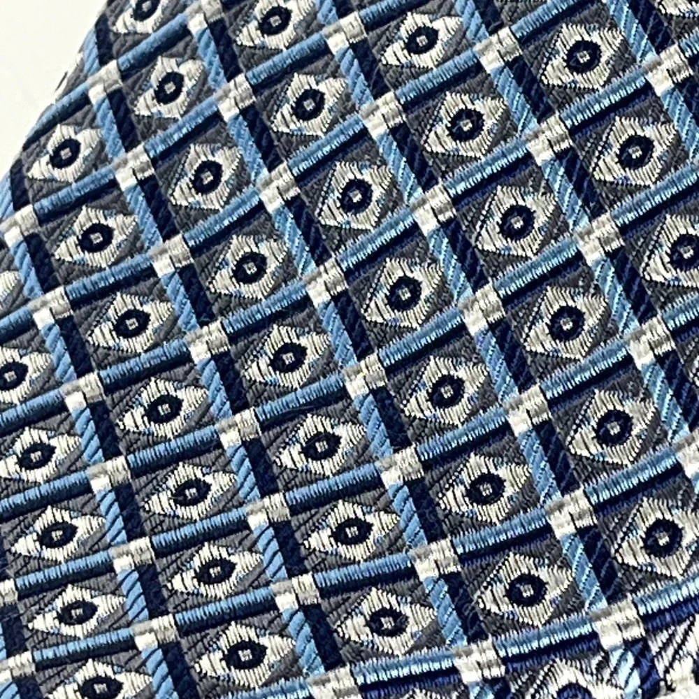 Jos. A. Bank Reserve Tie Mens Blue Silver‎ Geometric Silk Necktie 1301